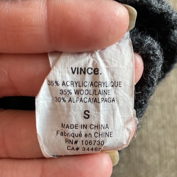 VINCE wool blend turtle neck sweater S pinch dolman sleeve cable accent - Picture 3 of 5